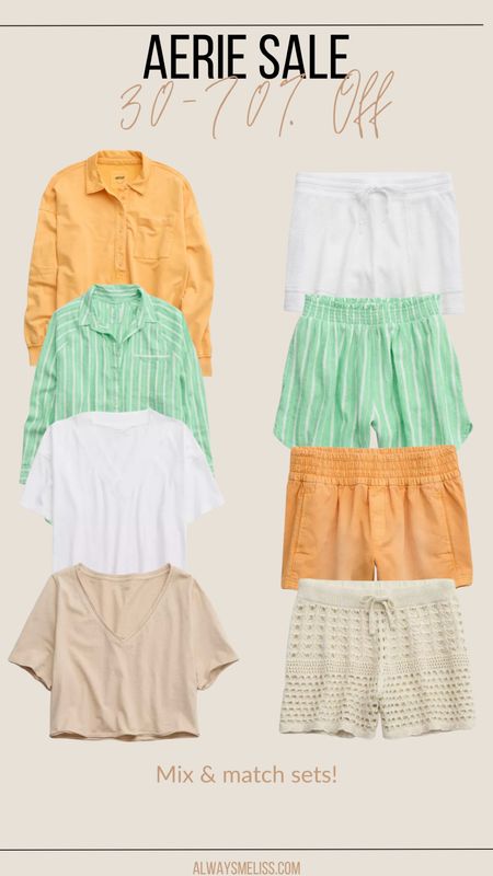 Aerie has great pieces marked down!! They have so many super cute & affordable sets. Loving the orange and green. Would be cute swim cover ups too!

Aerie Sale
Women’s Sets
Summer Outfit

#LTKSaleAlert #LTKSeasonal #LTKStyleTip