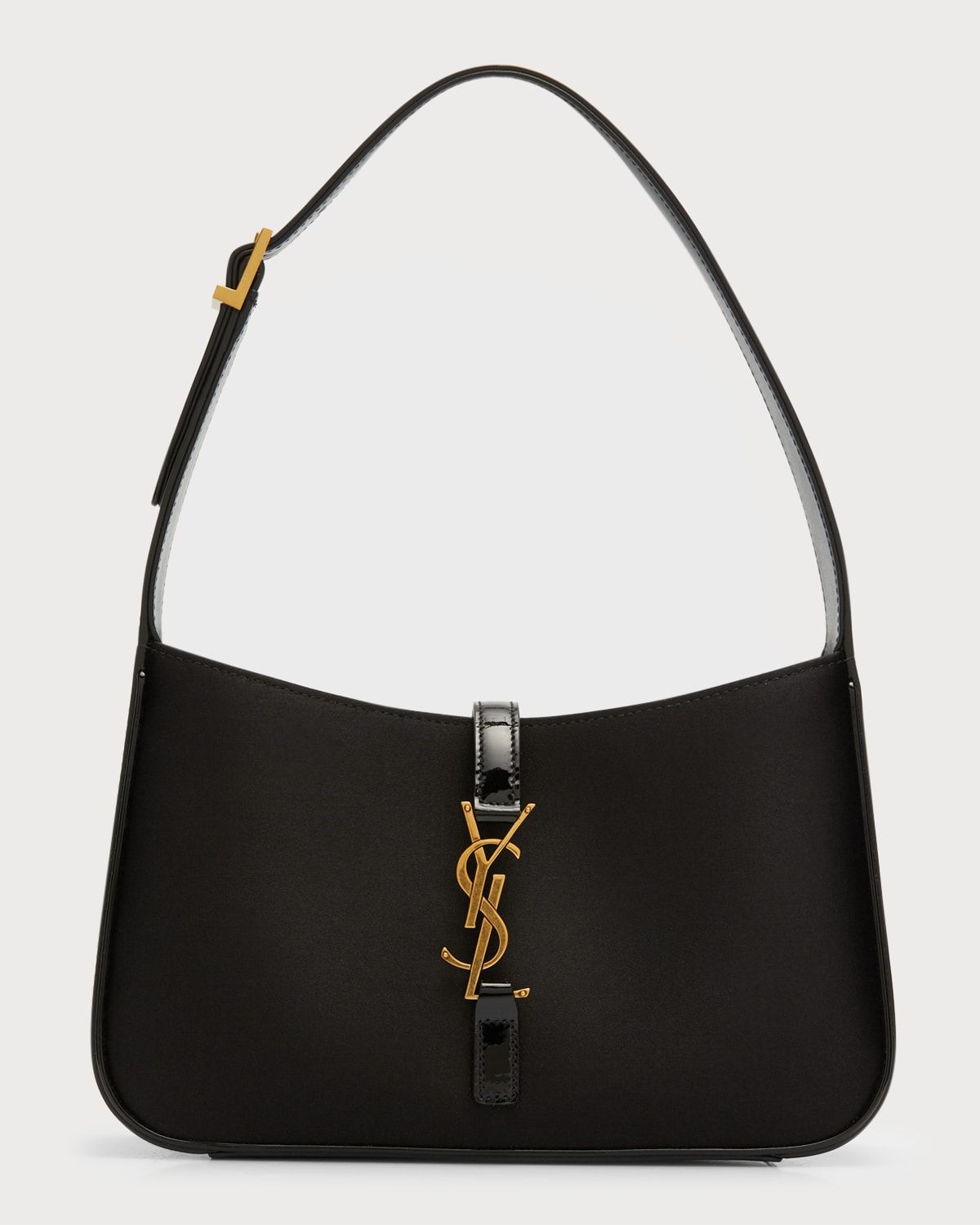 Le 5A7 Satin & Patent Leather Shoulder Bag | Neiman Marcus