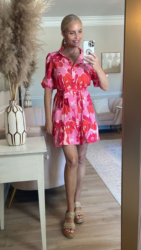 The cutest summer dress in bright pink and red florals! 