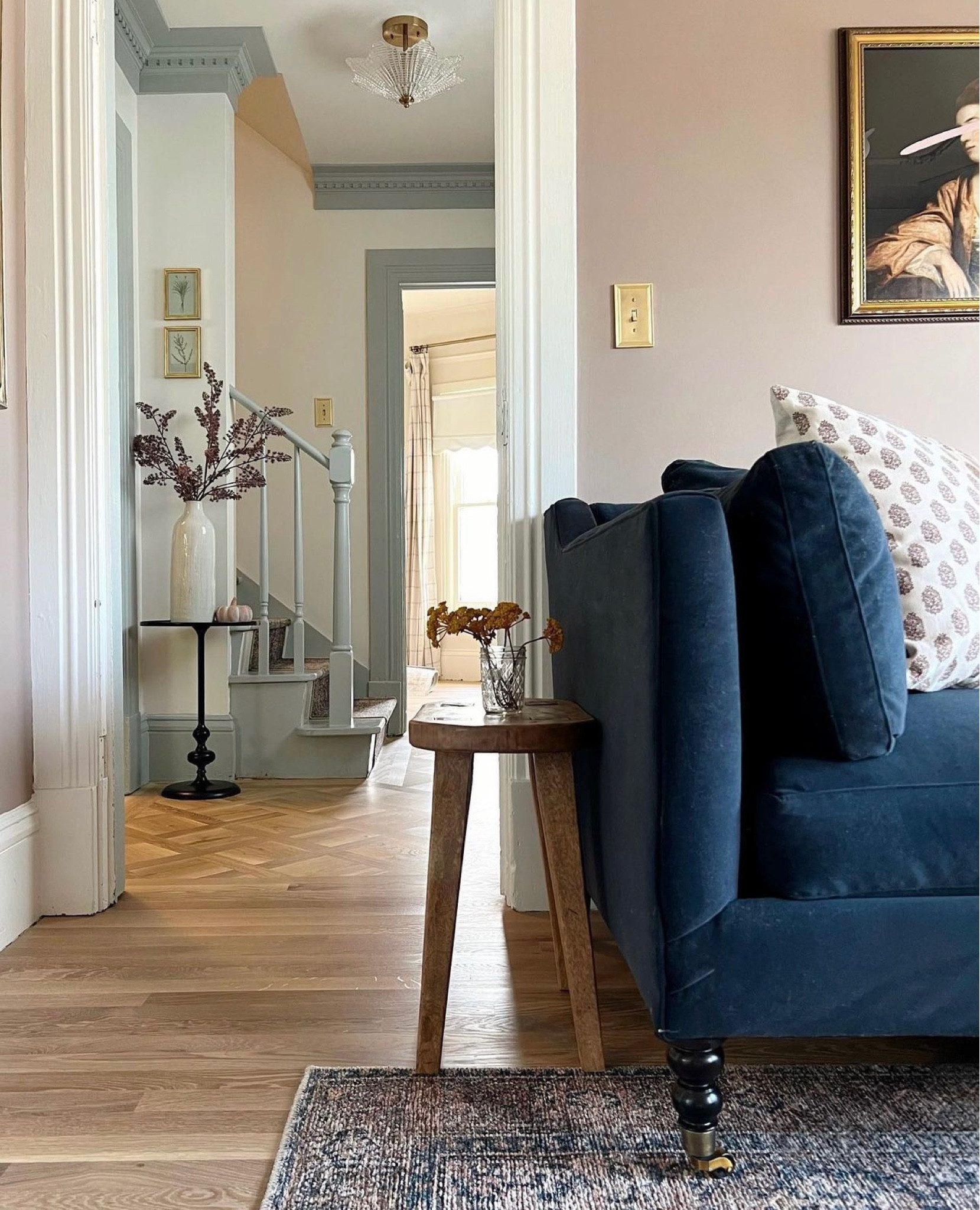 Pink Paint: Dead salmon Farrow & Ball. Blue Paint: Light blue Farrow & Ball. Floor stain: White 5% by Rubio monocoat on natural white oak planks

#LTKhome