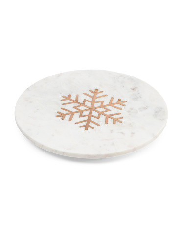 Round Marble Snowflake Lazy Susan | TJ Maxx