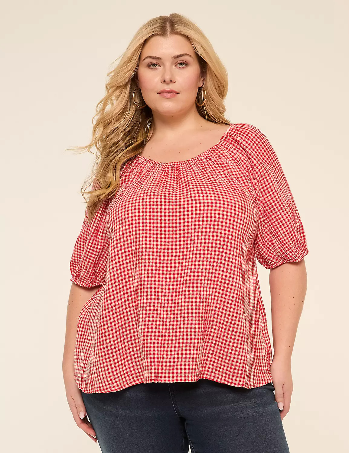 Puff-Sleeve Scoop-Neck Blouse | LaneBryant | Lane Bryant (US)