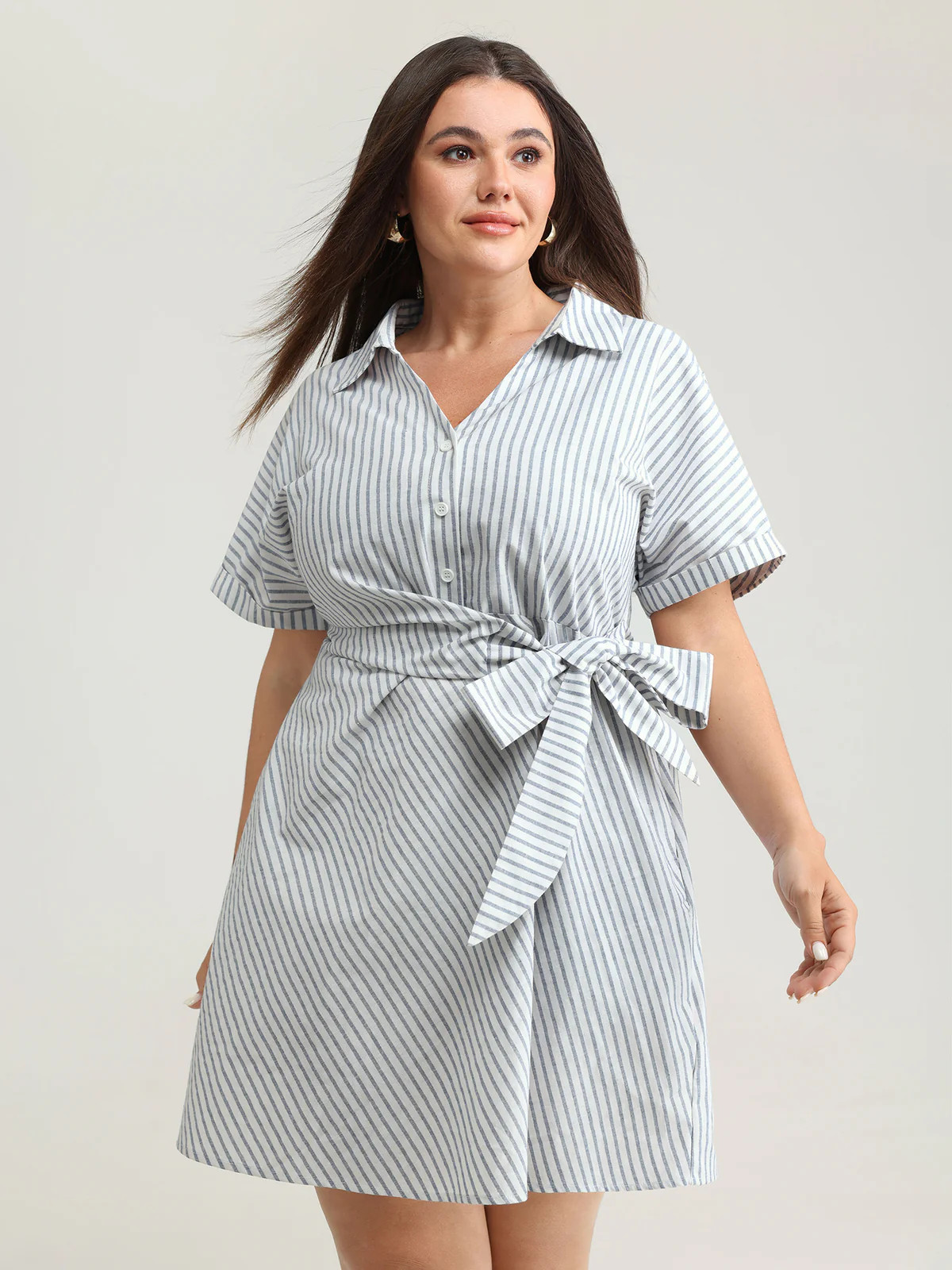 Pure Cotton Side Knotted Waist Mini Dress | Bloomchic