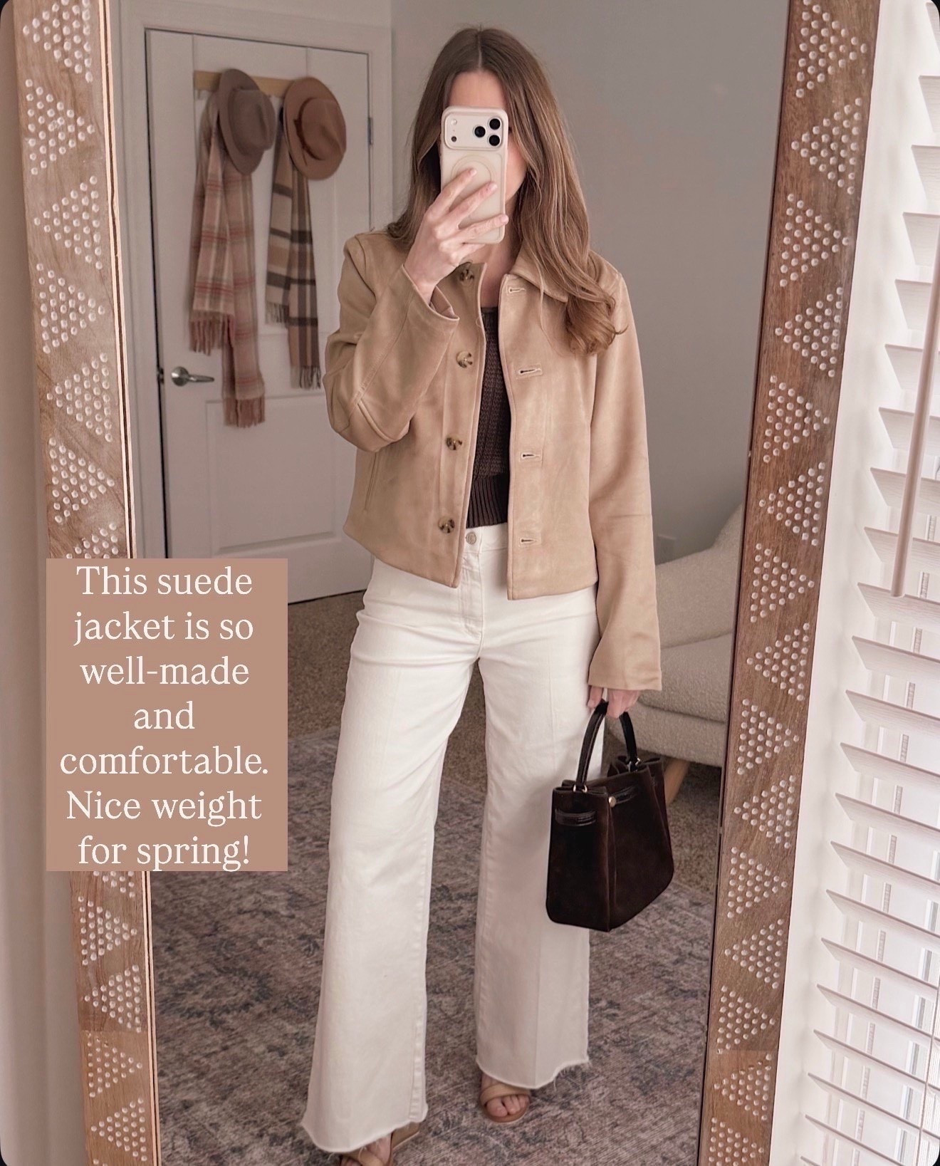 This suede jacket is one of those pieces that instantly makes an outfit feel more polished. Great quality, comfortable, and the perfect weight for spring layering.

suede jacket outfit women, tan suede jacket outfit, spring jacket outfit women, neutral outfit ideas women, casual chic outfit women, everyday elevated outfit women, spring layering outfit women, classic wardrobe staples women 

#LTKdayinmylife #LTKOver40 #LTKmomlife