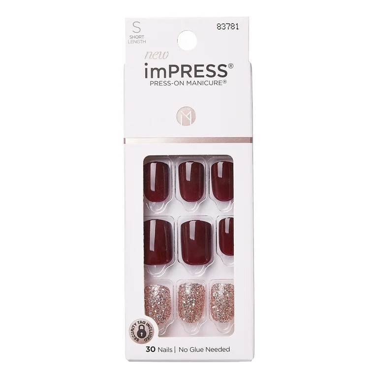 imPRESS Press-On Nails, No Glue Needed, ‘No Other’, Red, Short Square, 33 Pieces | Walmart (US)
