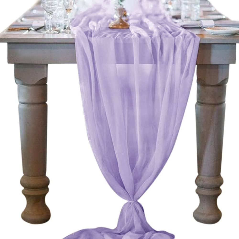 Socomi 10ft Lavender Chiffon Table Runner 29x120 Inches Wedding Runner Sheer Thanksgiving Christm... | Amazon (US)