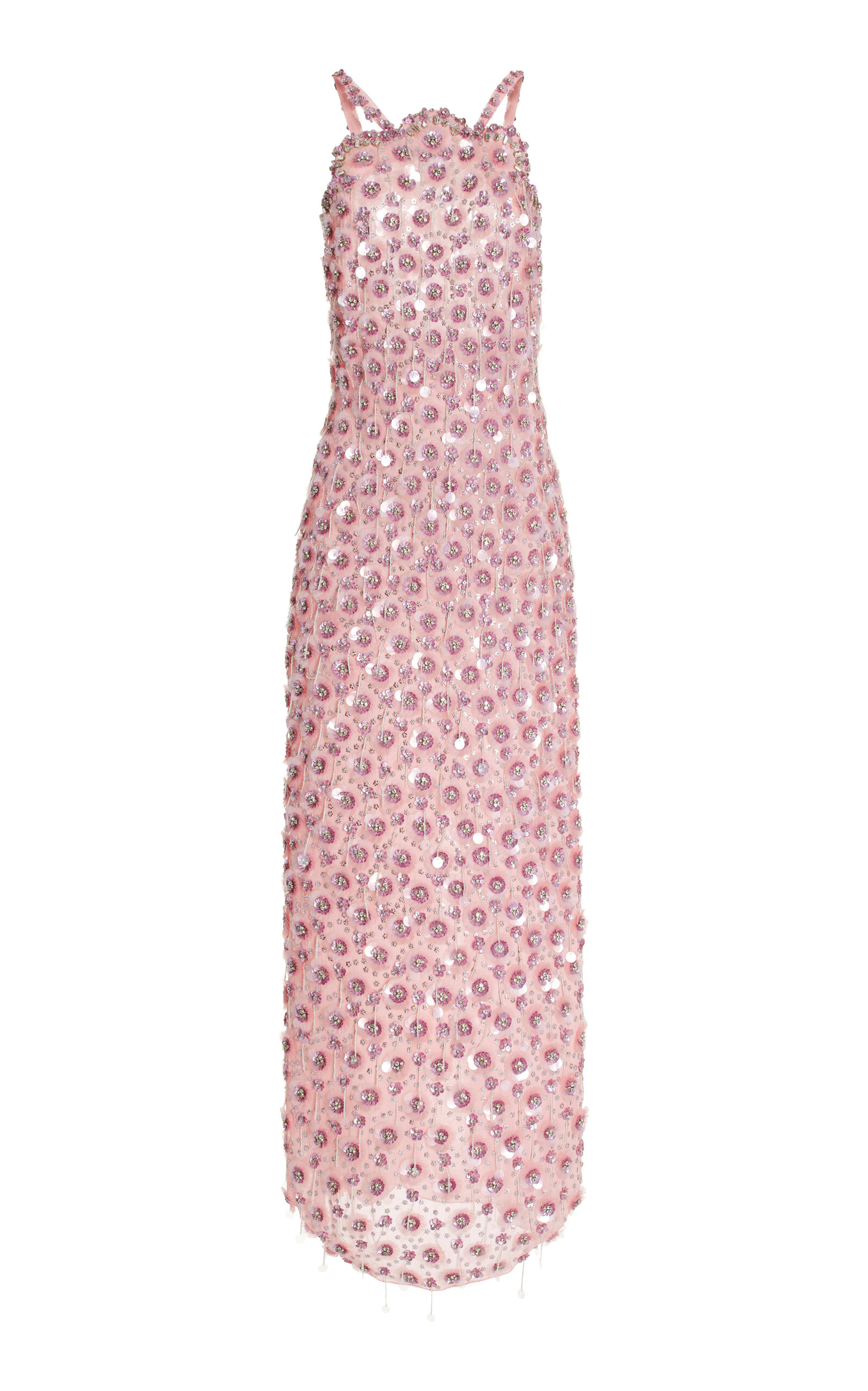 DES_PHEMMES - Women's Embellished Silk Georgette Maxi Dress - Pink - IT 48 - Moda Operandi | Moda Operandi (Global)
