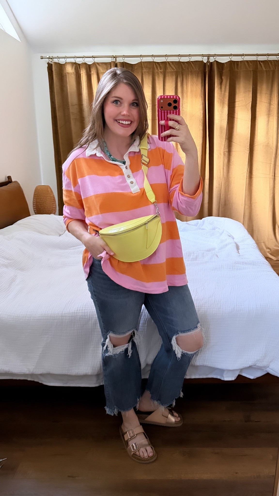 Colorful summer outfit!
............
distressed jeans midsize fashion midsize outfit idea ankle jeans size 14 jeans rugby tee rugby shirt revolve bestsellers outfit ideas summer looks summer trends colorful clothes colorful purse yellow purse birkenstocks sandals summer sandals chunky sandals turquoise necklace beaded necklace colorful necklace striped tee striped shirt oversized shirt free people style  

 #LTKootd #LTKMidsize #LTKPlusSize