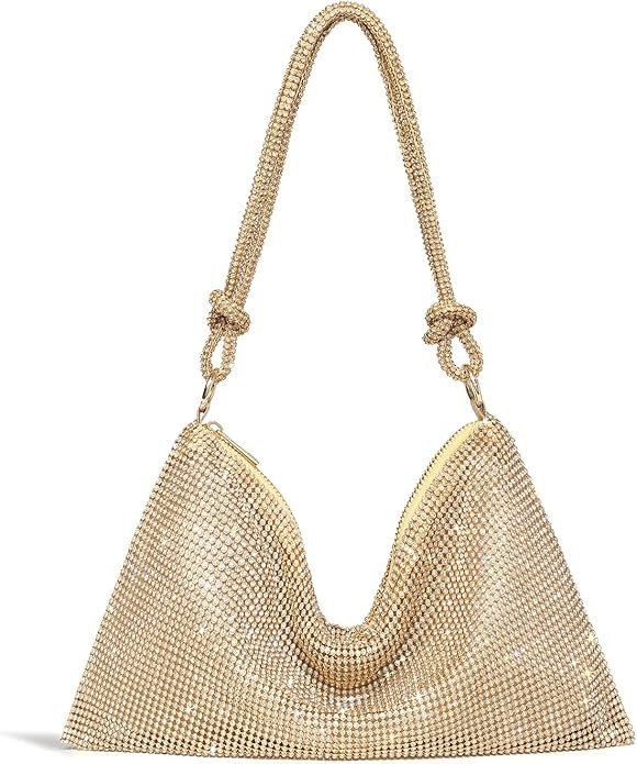 YUWITA Rhinestone Evening Handbag Purse Small Hobo Shoulder Bag for Women (Gold): Handbags: Amazo... | Amazon (US)