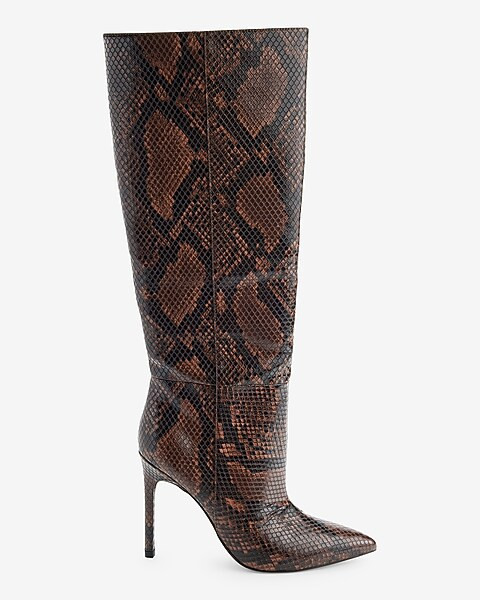 Croc-embossed Thin Heel Boots | Express