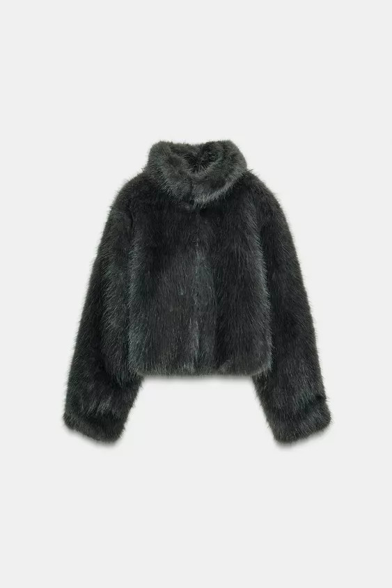 SHORT FAUX FUR TOGGLE COAT | Zara US