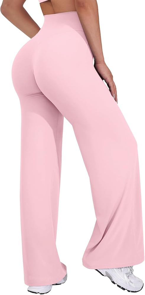 VOYJOY Straight Leggings Bottoms Wide Leg Pants for Women 29"/ 31.5"/33"/35" High Waist Stretch C... | Amazon (US)