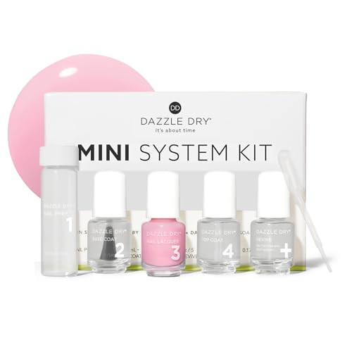 Dazzle Dry Mini Kit 4 Step System - Pinkie's Up, a semi-sheer, pink that's flirty yet formal. Sheer cream. (5 Piece Kit / 5 Manicures) | Amazon (US)