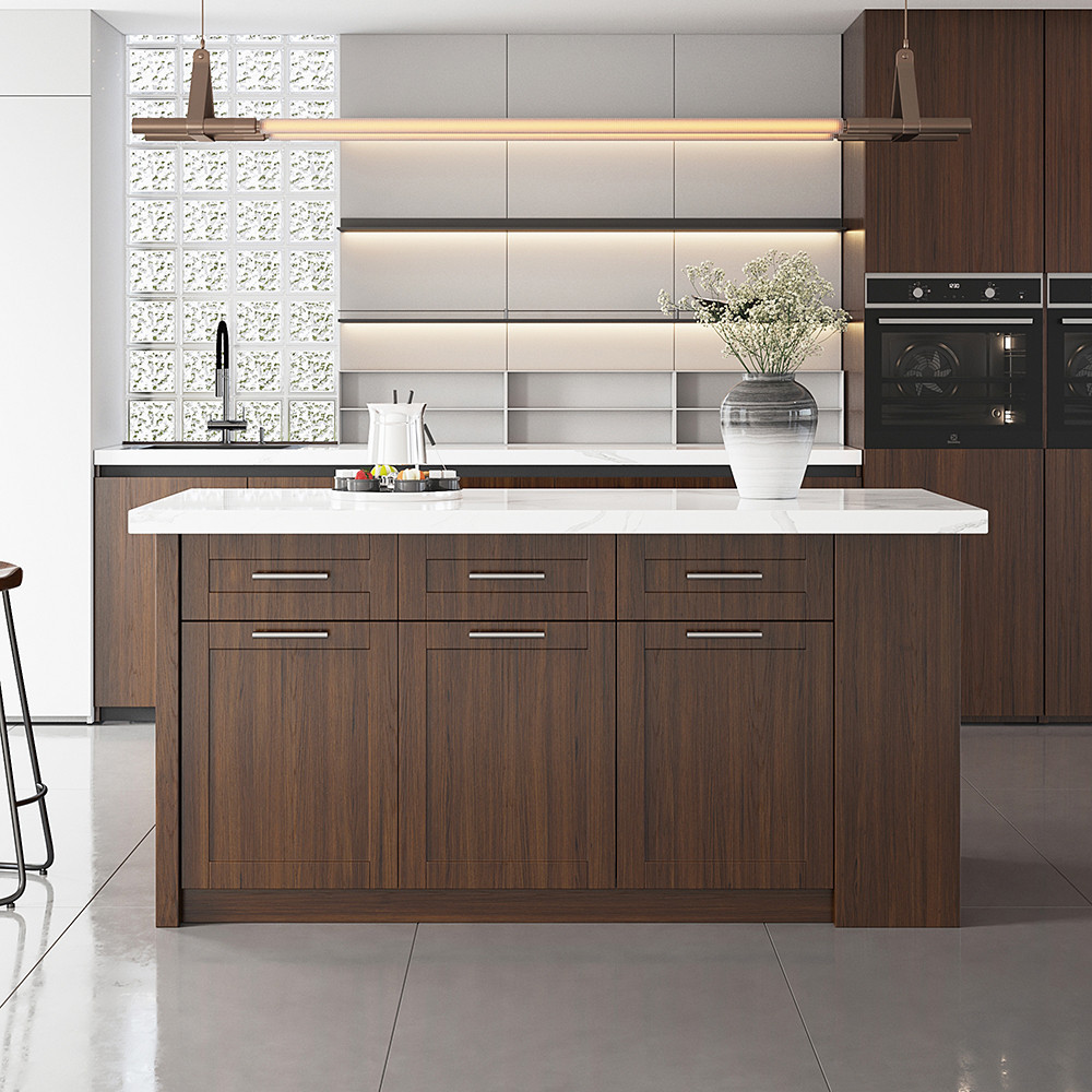 72"" Large Kitchen Islands with Storage Modern Style Walnut Kitchen Islands Cabinets | Homary