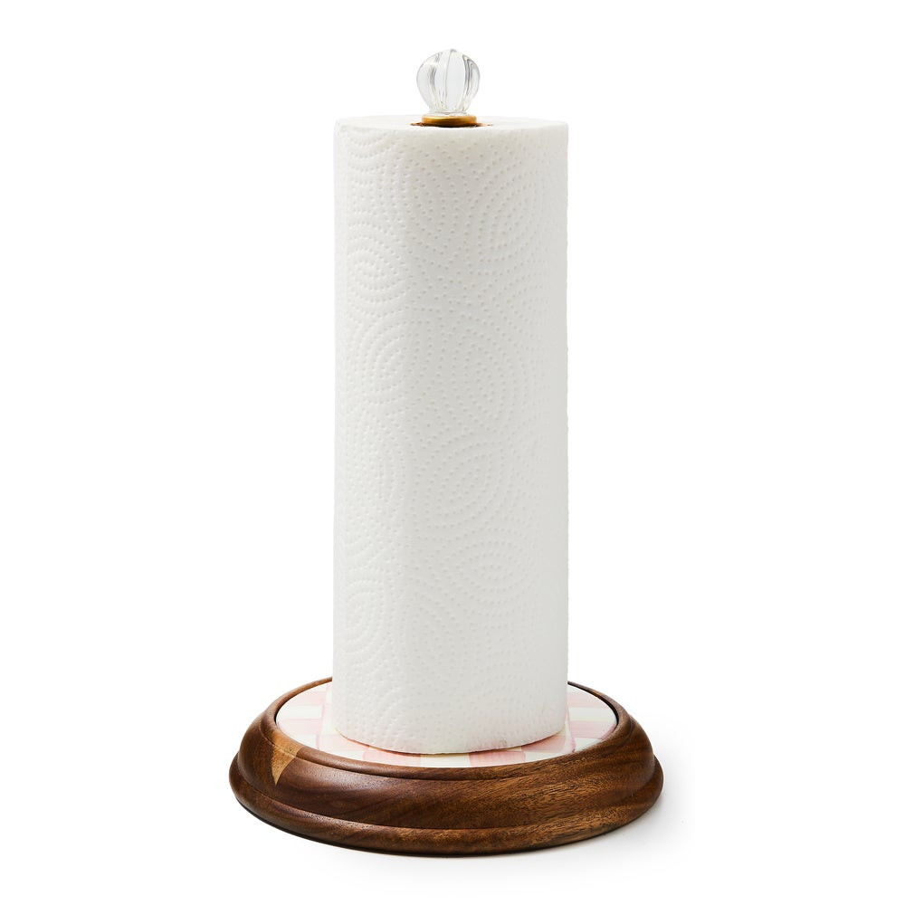Rosy Check Wood Paper Towel Holder | MacKenzie-Childs