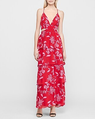 Floral Tiered Twist Back Maxi Dress | Express