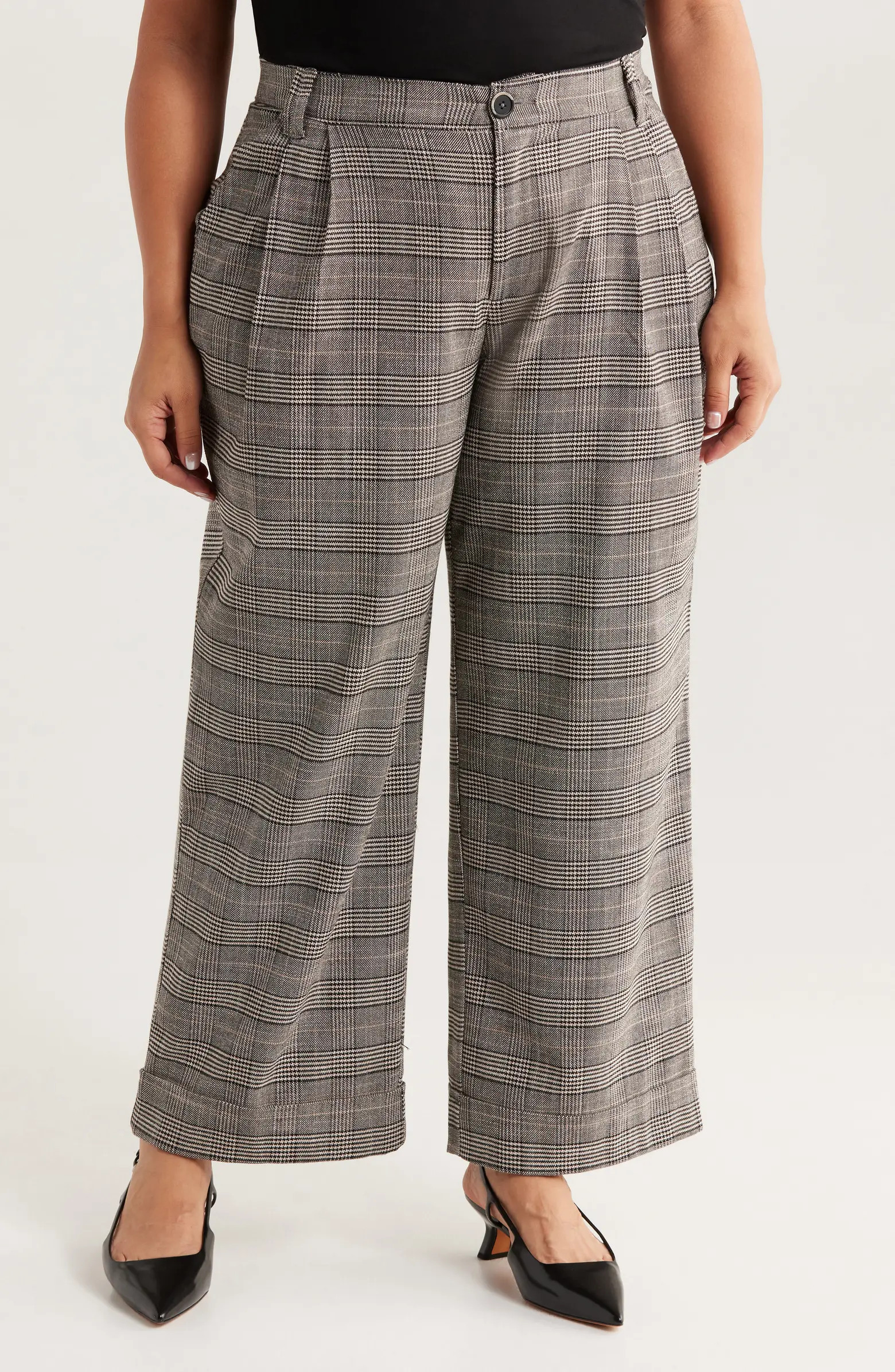 Skyrise Glen Plaid Pleated Wide Leg Trousers | Nordstrom