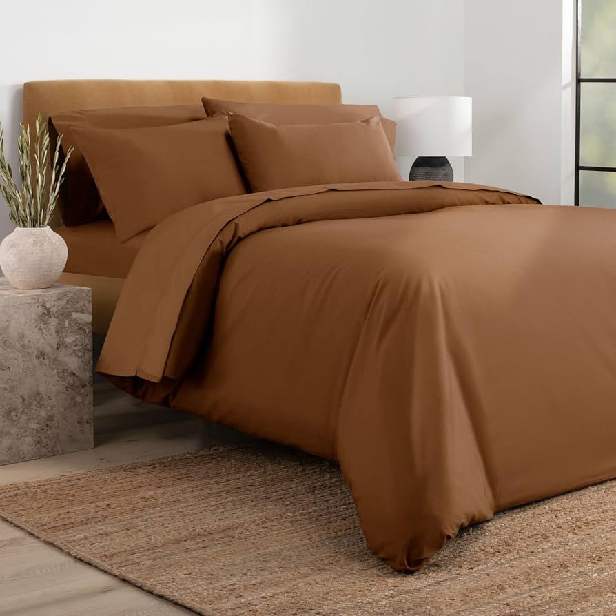 Nate Home by Nate Berkus 200TC 3-Piece Cotton Percale Duvet Cover | Crisp, Cool, Breathable Beddi... | Amazon (US)