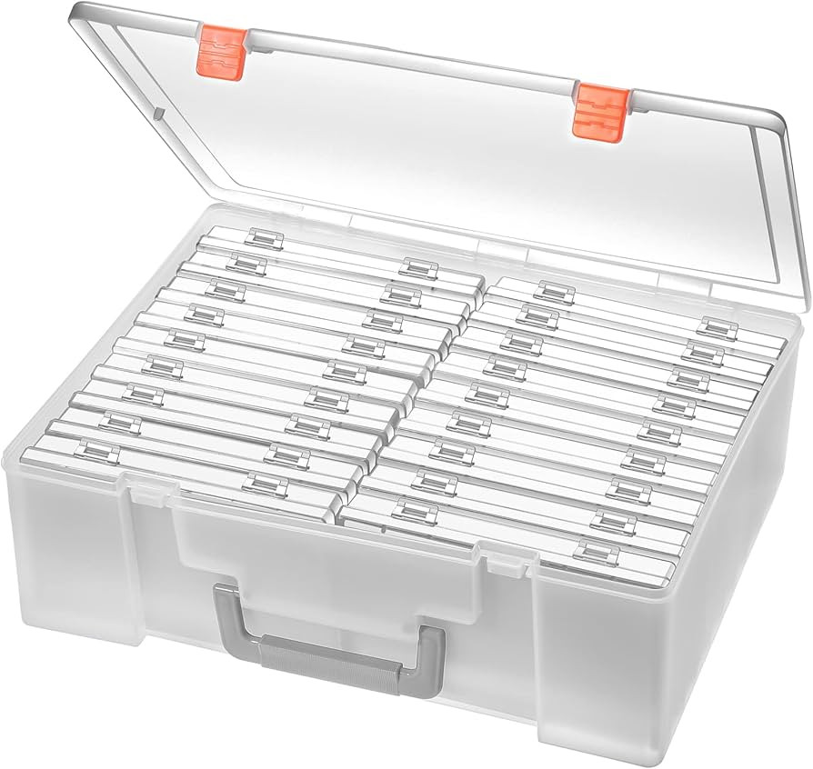 Photo Storage Box 4x6, 18 Inner Extra Large Organizer Acid-Free Photo Keeper Storage Case, Plasti... | Amazon (US)