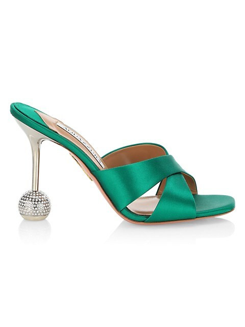 Yes Darling Embellished-Heel Satin Mules | Saks Fifth Avenue