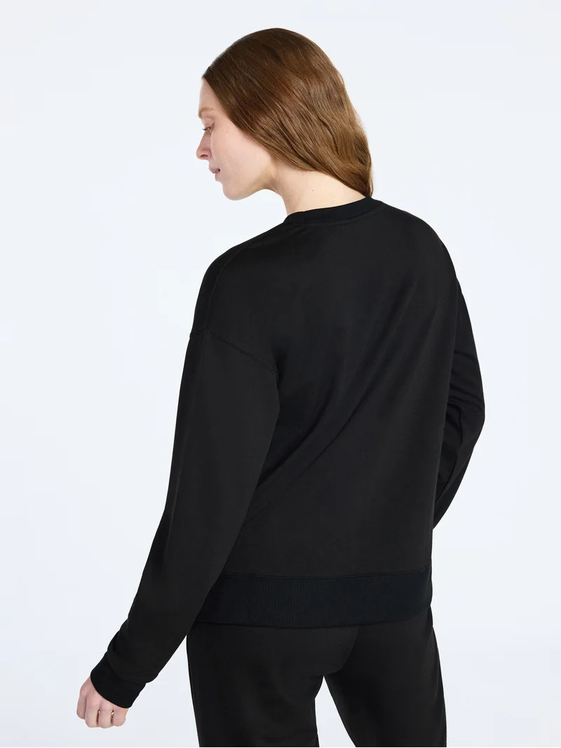 Joyspun Women's French Terry Knit Long Sleeve Lounge Sleep Top, Sizes XS-3X | Walmart (US)