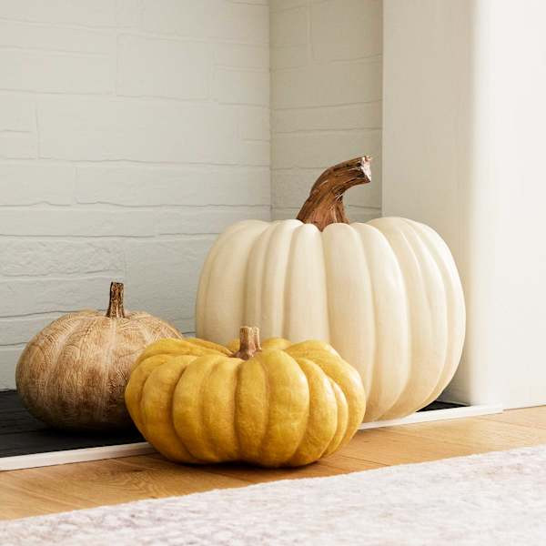 White Resin Round Pumpkin, 12" | At Home