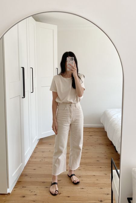 What I’m wearing today. Opted for neutrals with a striking black sandal as the focal point. These sandals have that barely there effect, and keeping the top and pants a similar hue creates a long column of colour 👌🏻 top is size S, pants are AU8 and shoes are EU40 (JamieLee15 for 15% off)

#LTKSeasonal #LTKaustralia #LTKstyletip