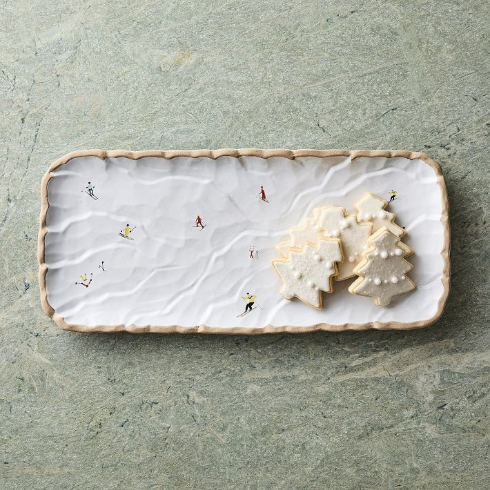 Holiday Skiers Stoneware Rectangle Platter | West Elm (US)
