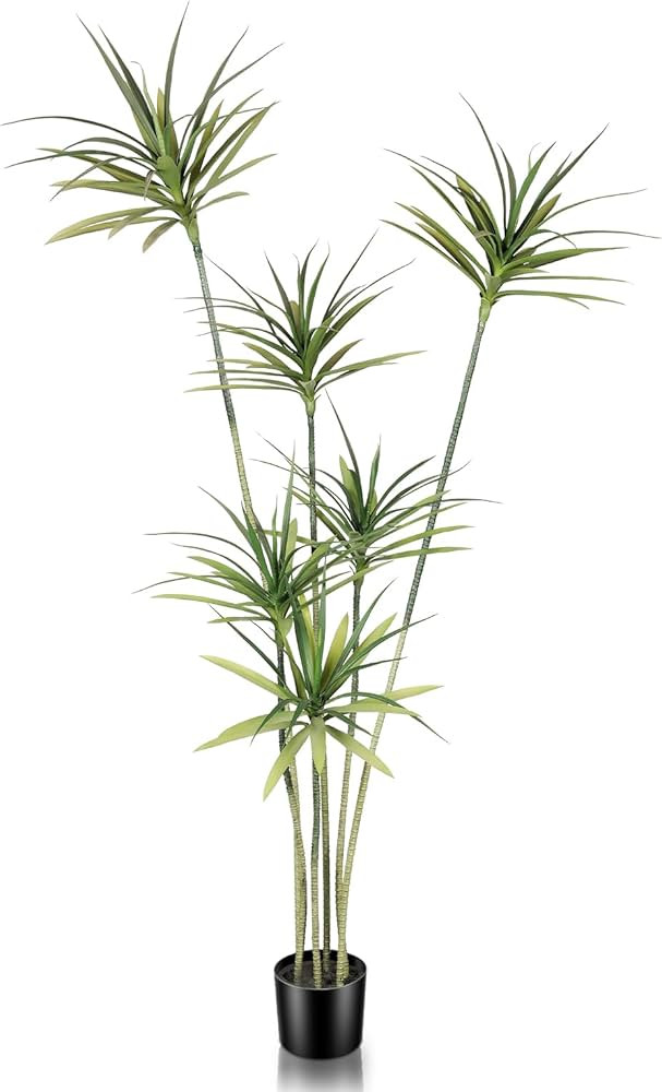 Faux Agave Plant 7ft - Faux Tree with 6 Heads in Pot - Fake Yucca Tree for Home Decor Indoor or O... | Amazon (US)