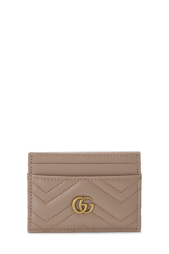 Pre-Owned Beige Leather GG Marmont Card Case QFA1BG1LIB000 | What Goes Around Comes Around