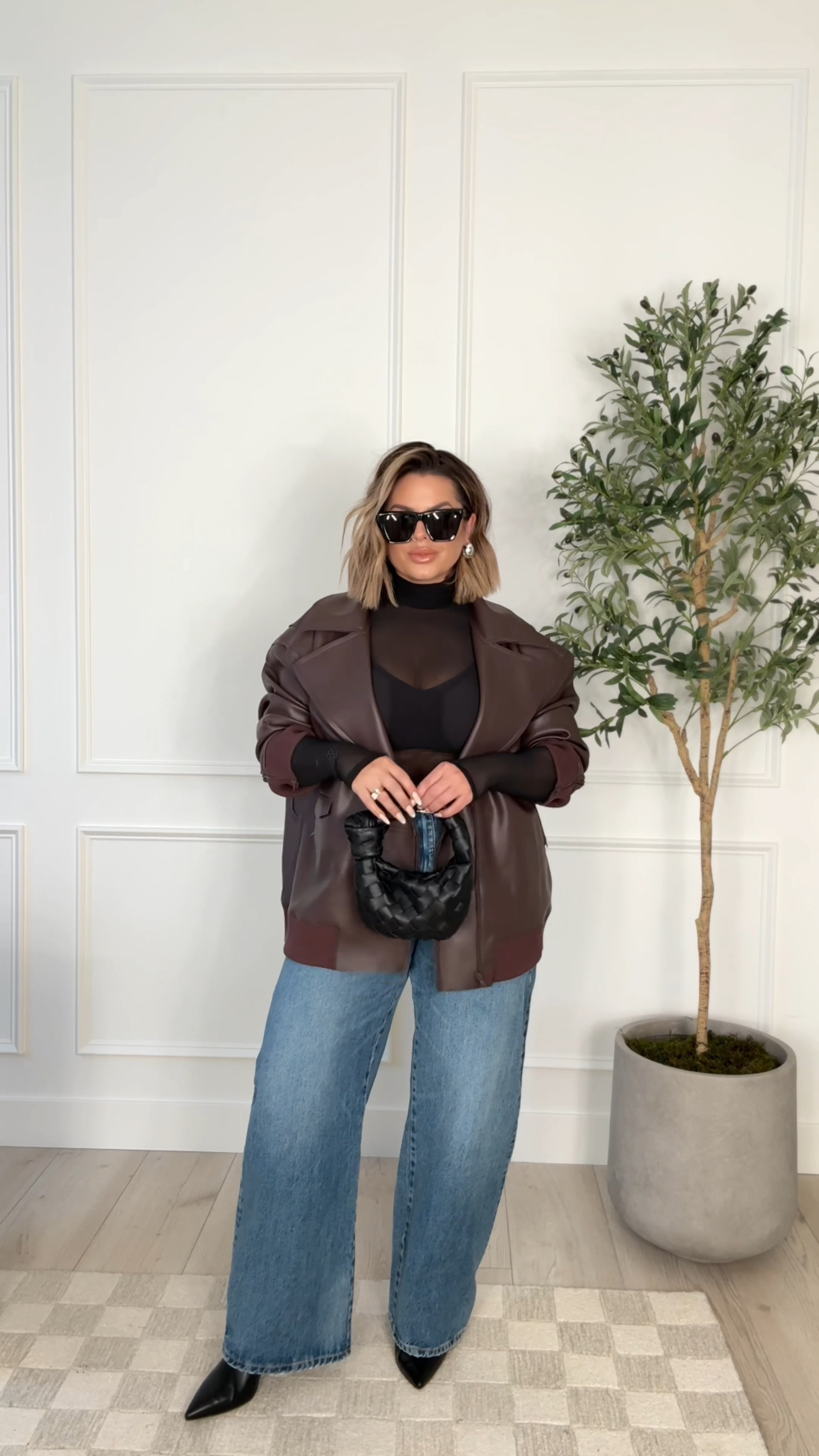 I’m in NYC currently & pre filmed tonight’s dinner outfit ( night 1 ) wasn’t sure how hotel lighting would be . It usually sucks lol. 

Jacket xl linked exact and a similar style as well. 
Bra under the mesh top TTS very comfy. 
Mesh top linked similar mine is sold out 
Jeans size 12 ( snag these now Zara sells out extremely fast ) ! 
Similar earrings mine are old 
Lip liner - natural 
Lipstick - warm taupe 
Lip gloss - pink ginger 

#nkmyway 


#LTKNYFW #LTKMostLoved