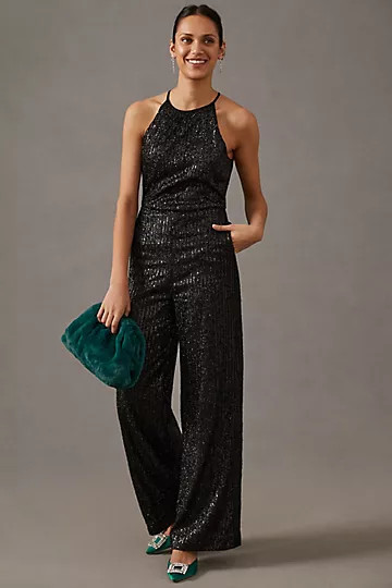 Maeve Sequin Disco Jumpsuit | Anthropologie (US)