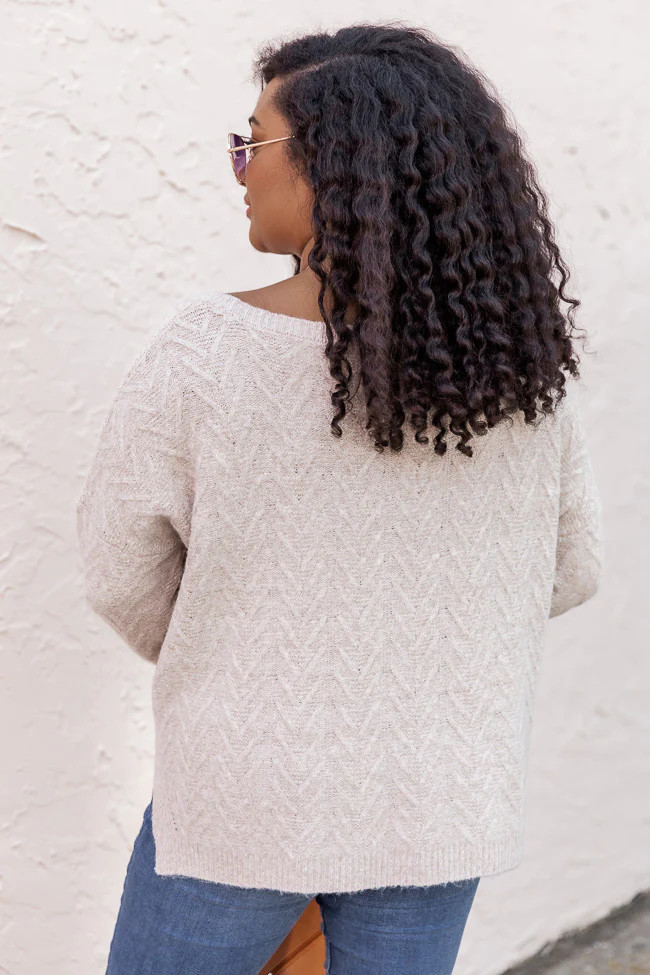 Candid Feelings Beige Boat Neck Textured Sweater | Pink Lily