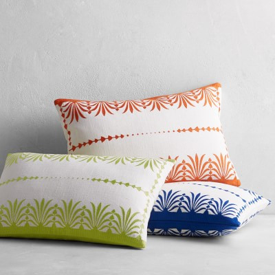 Acanthus Leaf Embroidered Border Pillow Cover | Williams-Sonoma