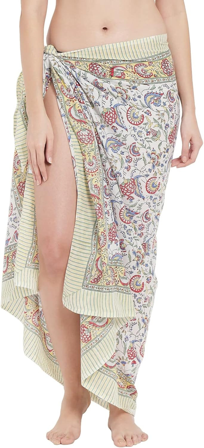 parihan Swimsuit Beach Sarong Cover Ups for Swimwear Women-Hand Print Wrap Skirt | Amazon (US)