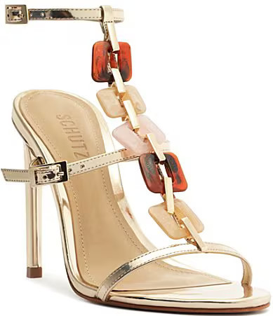 Schutz Cassandra Metallic Leather Ankle Strap Dress Sandals - 9 | Dillard's