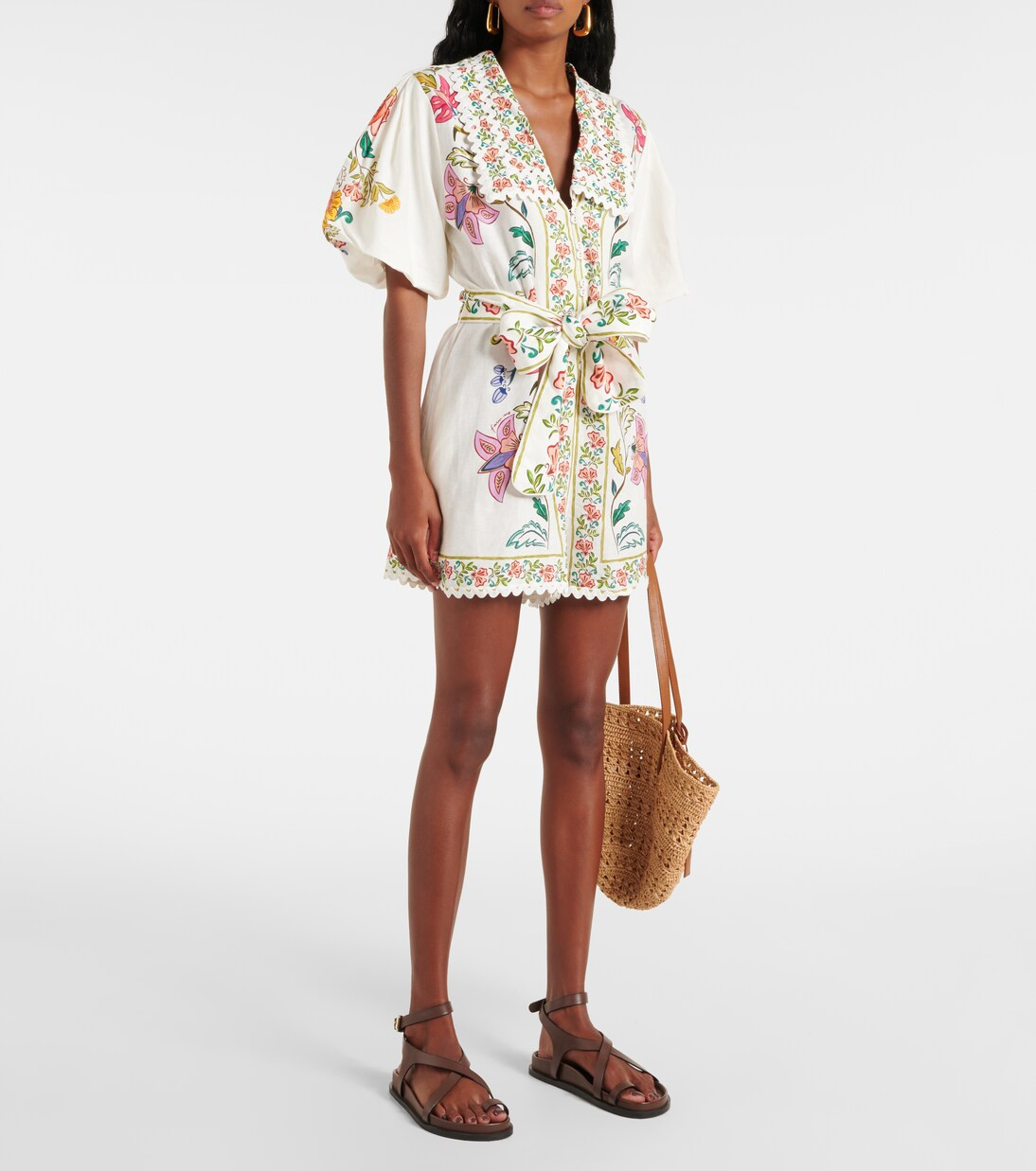 Floral Insects linen-blend romper | Mytheresa (US/CA)