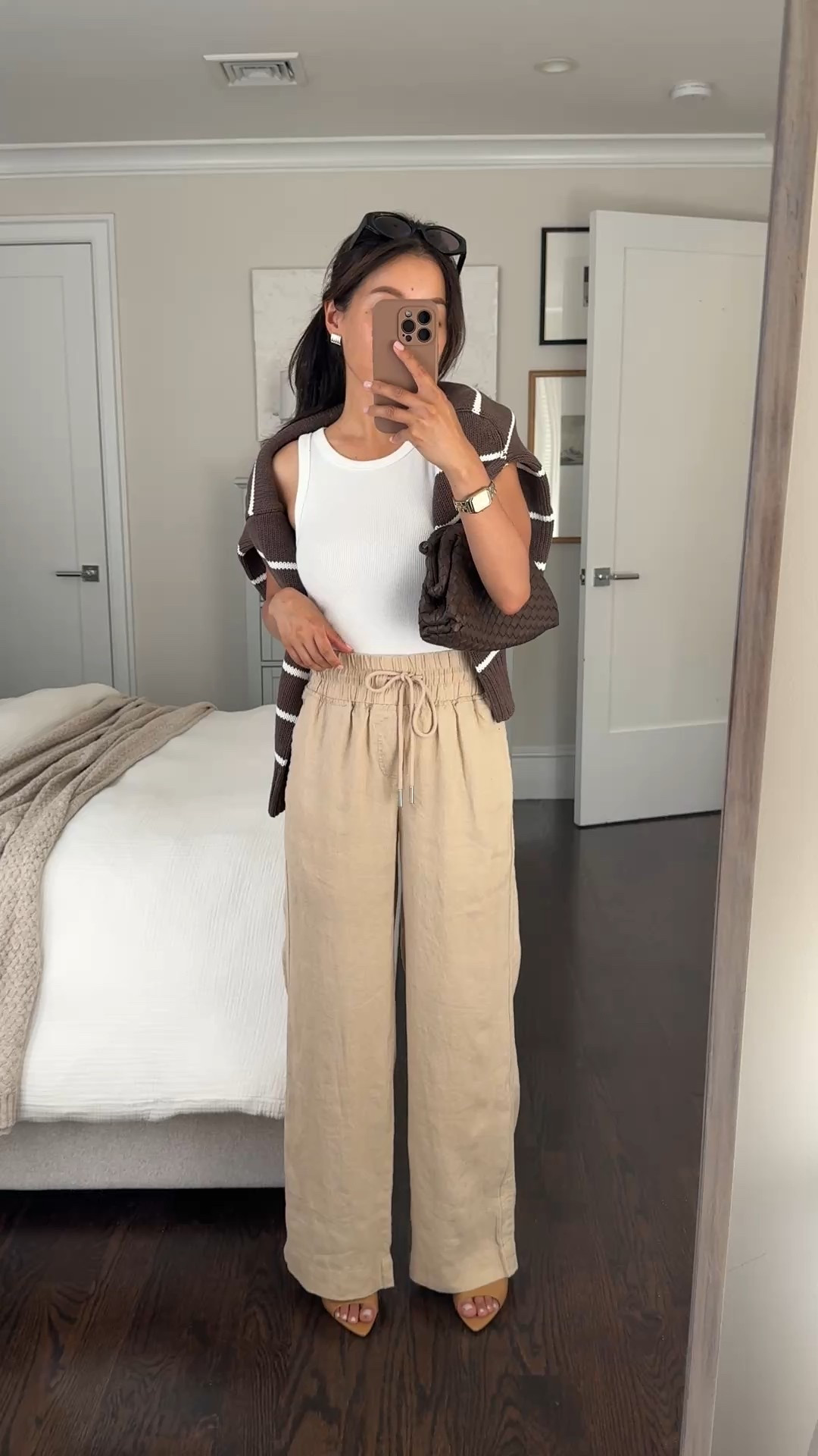 Linen pants under $40 in 3 lengths. 

These are wide leg and I also linked a cropped pair I have that is more taper straight leg and ankle length on me in Xs.

• Quince organic cotton striped crew sweater xs - chunkier weight, petite friendly cropped, boxy fit. 

• Quince 100% European linen wide leg pants in driftwood xs 28” inseam

I also fit these in 26” inseam for a slightly cropped look 

• Quince Italian leather handwoven pouch crossbody clutch

• Gap tank xs petite

• Mango sandal mules size 5, my exact color is OOS, but I linked the available color way, plus similar styles

• Jcrew oval sunglassess

#LTKStyleTip #LTKFindsUnder100 #LTKPetite