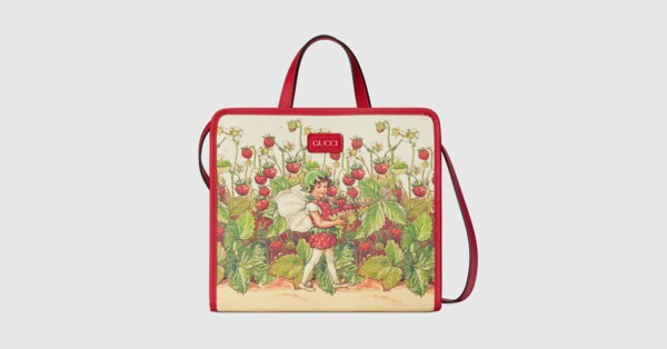 Gucci Children's tote bag with strawberry fairy print | Gucci (AU)