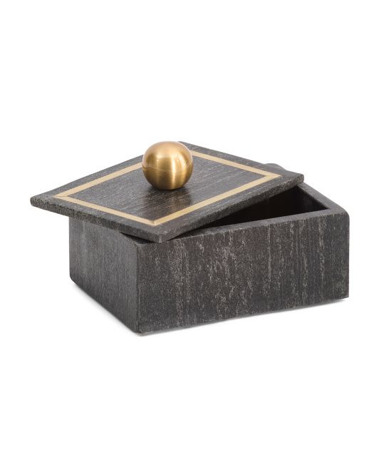 Marble Rectangular Box With Knob | Baskets & Storage | Marshalls | Marshalls