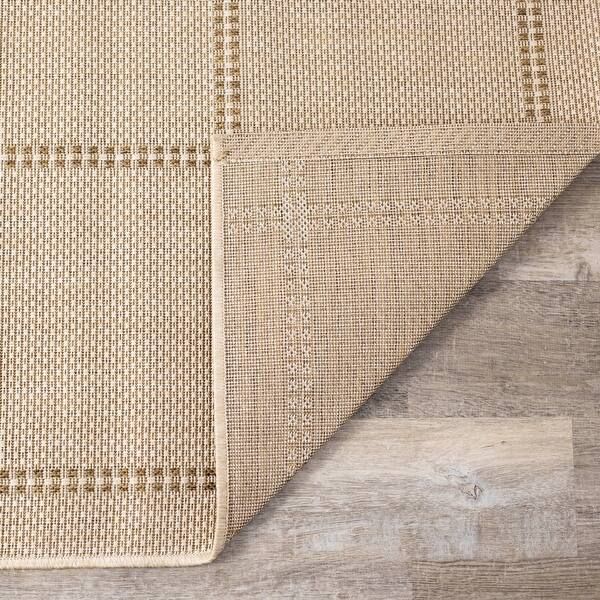 Jacquie Cream Beige Grid Indoor/Outdoor Rug - 5'3'' x 7'7'' | Bed Bath & Beyond