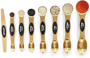 Magnetic Measuring Spoons Set Stainless Steel with Leveler, Stackable Metal Tablespoon Measure Sp... | Amazon (US)