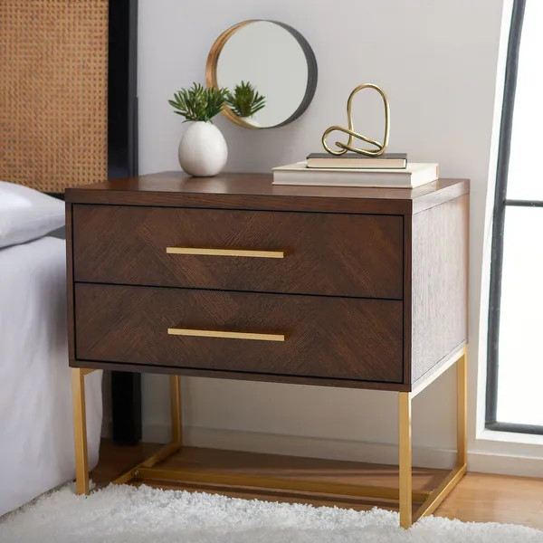 SAFAVIEH Home Collection Estelle Walnut Nightstand | Bed Bath & Beyond