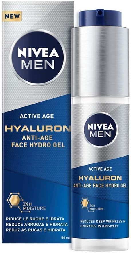 NIVEA MEN Hyaluron Face Gel (50 ml), Anti Wrinkle Face Moisturiser for Men, Face Moisturiser with... | Amazon (UK)