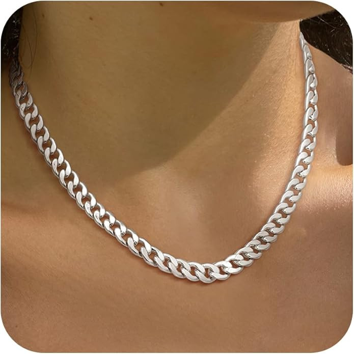 Moodear Gold Necklace for Women 14K Dainty Chunky Gold/Sliver Chain Necklace Cuban Link Paperclip... | Amazon (US)