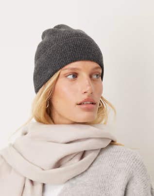 ASOS DESIGN knitted fine gauge wool beanie in grey | ASOS | ASOS (Global)