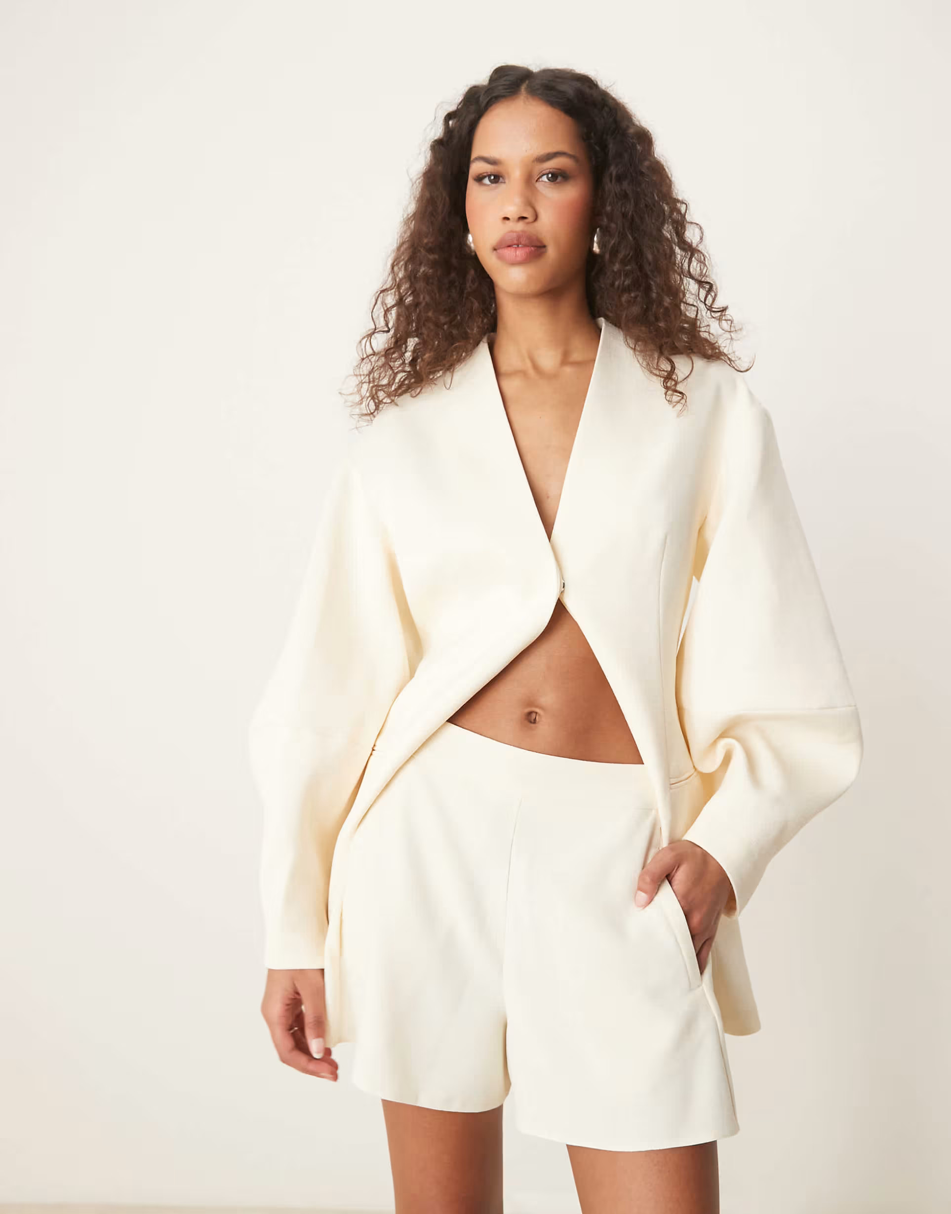 ASOS DESIGN tailored linen look boxer shorts in buttermilk | ASOS | ASOS (Global)