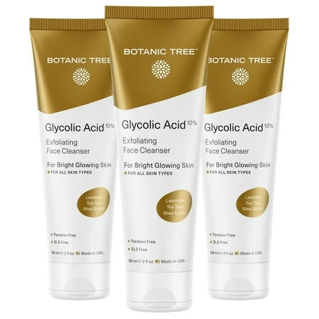 Botanic Tree Glycolic Acid Face Wash Travel Size (Pack of 3)- Facial Exfoliating Cleanser w/ 10% Glycolic Acid- Organic An. | Walmart (US)