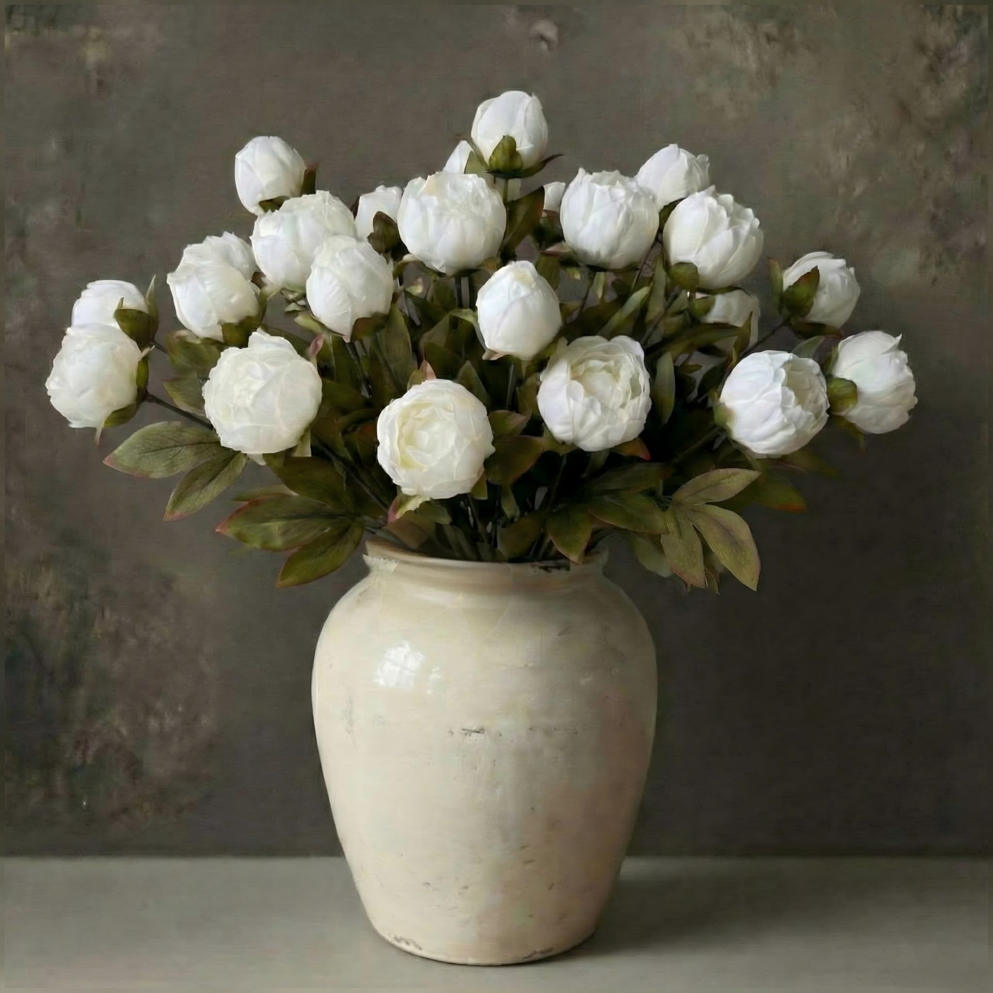 Norme 6 Packs Faux Peony Flowers for Vase 30 inch Vintage White Faux Silk Peony Artificial Flower... | Amazon (US)