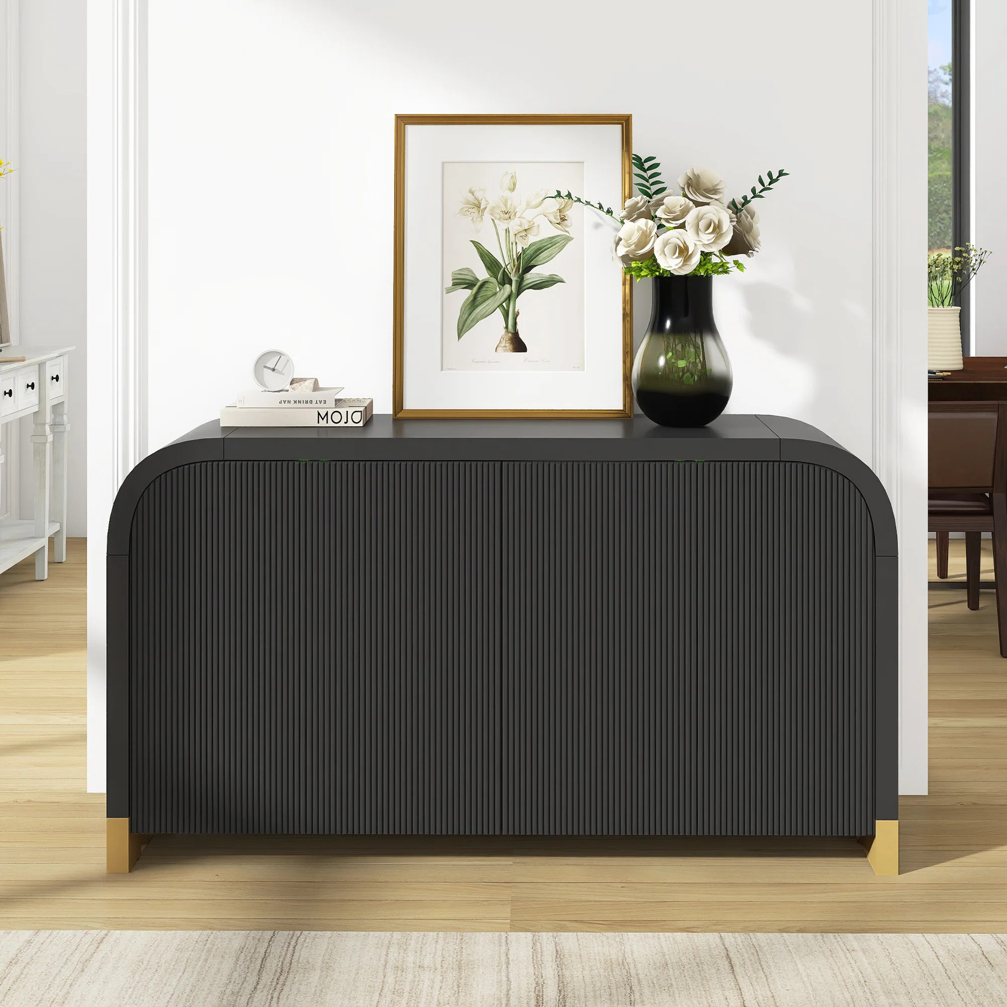 4-Door Curved Corner Design Wavy Door Panel Sideboard | Wayfair North America